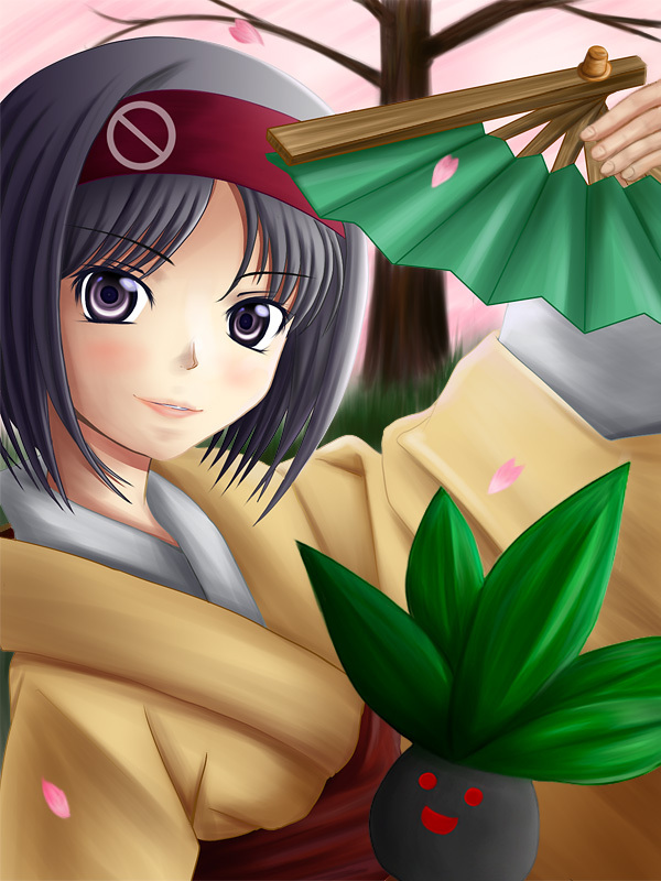 erika and oddish (pokemon and 1 more) drawn by yayoi_kotoyuki