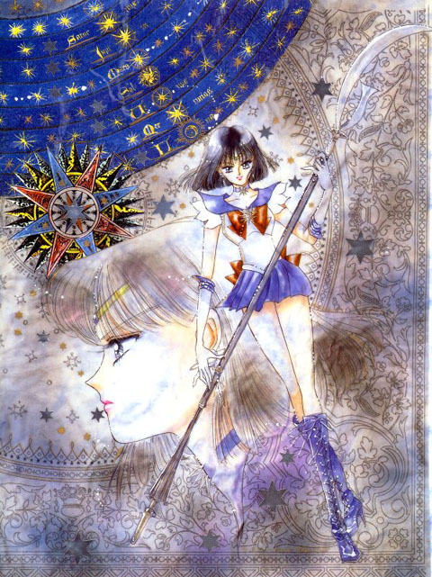tomoe hotaru and sailor saturn (bishoujo senshi sailor moon) drawn by takeuchi_naoko
