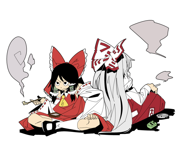 hakurei reimu and fujiwara no mokou (touhou) drawn by peptide