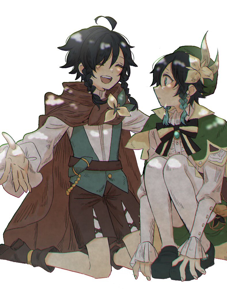 venti and nameless bard (genshin impact) drawn by chirin_genshin