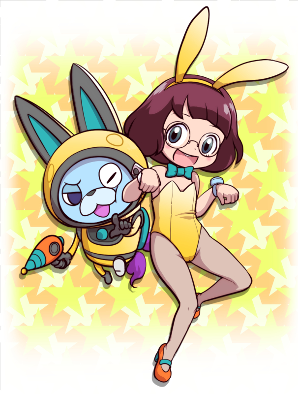 usapyon and misora inaho (youkai watch) drawn by nollety