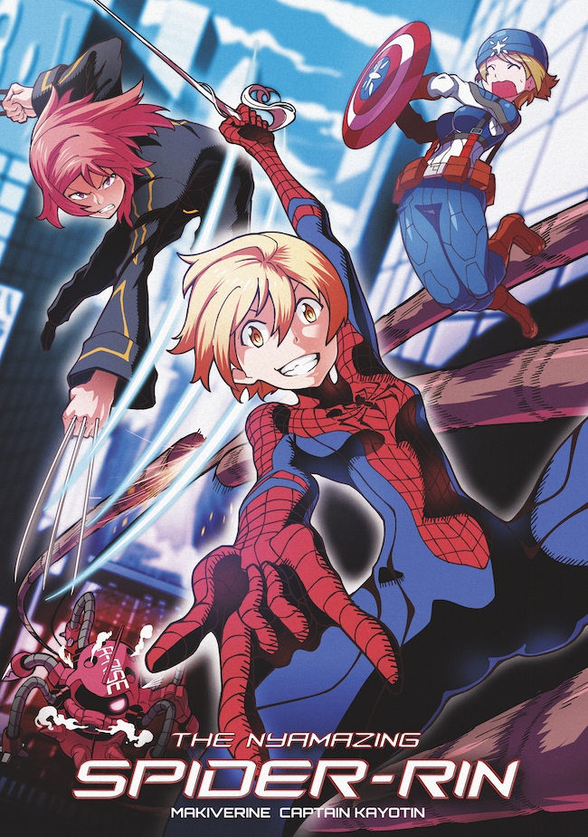 nishikino maki, hoshizora rin, koizumi hanayo, wolverine, spider-man, and 3 more (love live! and 5 more) drawn by rinta_(reyte)