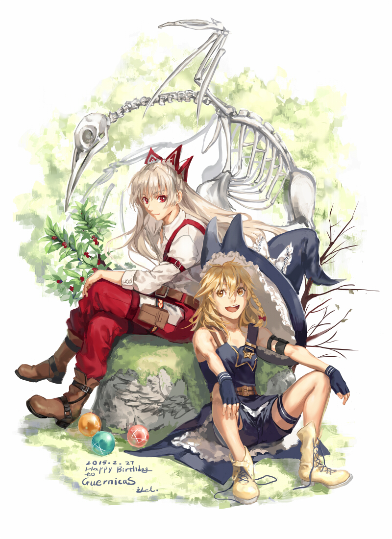 kirisame marisa and fujiwara no mokou (touhou) drawn by fancybetty