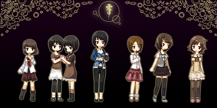 amakura mio, amakura mayu, asou misaki, hinasaki miku, minazuki ruka, and 2 more (fatal frame and 3 more) drawn by hagino_chiyoko