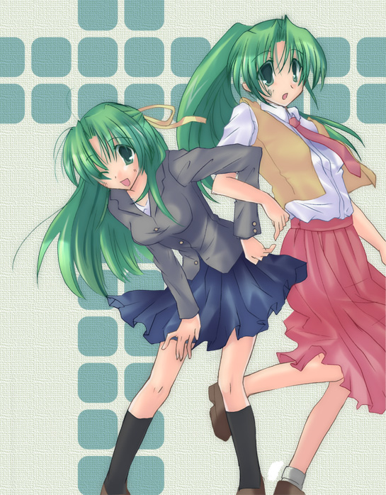sonozaki mion and sonozaki shion (higurashi no naku koro ni) drawn by sasa_(sasara)