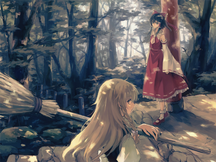 hakurei reimu and kirisame marisa (touhou) drawn by mg_(mica)