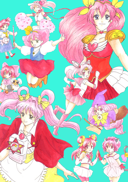 chibi usa, hinamori amu, sailor chibi moon, amulet heart, hanasaki momoko, and 4 more (precure and 6 more) drawn by tokikyo