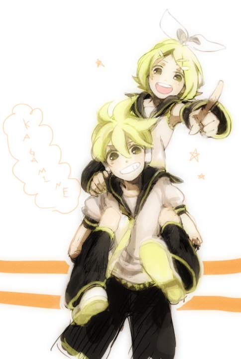 kagamine rin and kagamine len (vocaloid) drawn by iko_(i-my-16)