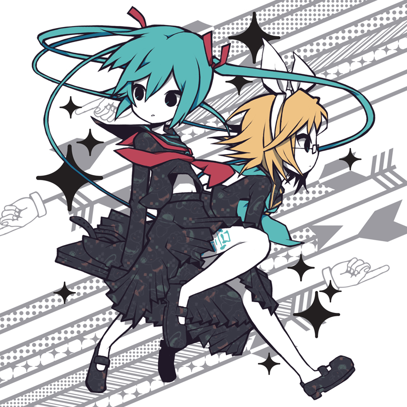 hatsune miku and kagamine rin (vocaloid) drawn by n:go
