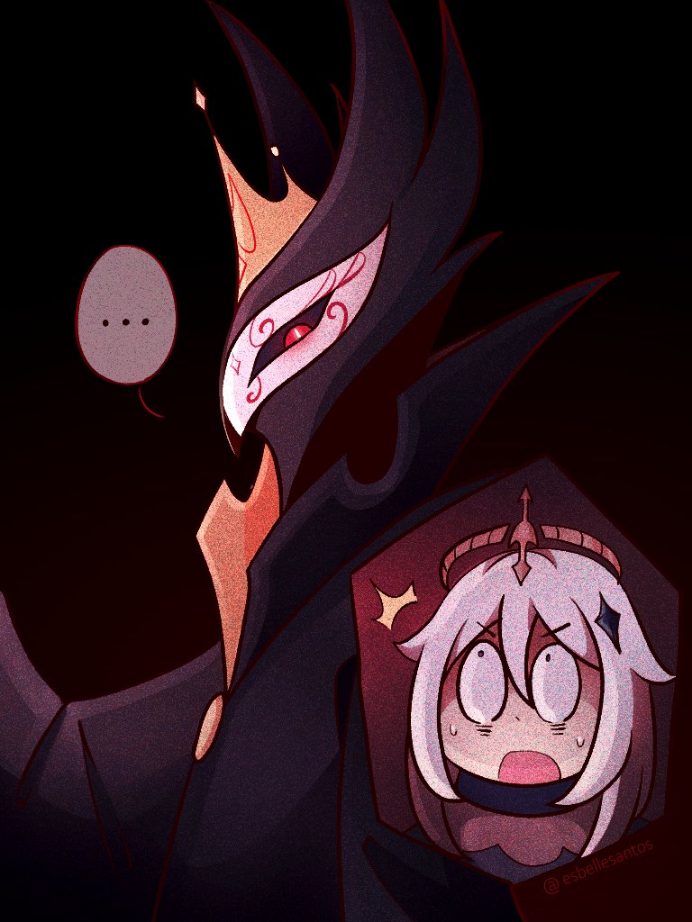 paimon (genshin impact and 1 more) drawn by esbellesantos