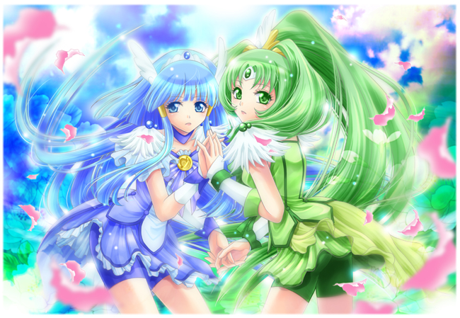 midorikawa nao, aoki reika, cure beauty, and cure march (precure and 1 more) drawn by tippy_mixx