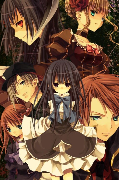 beatrice, ushiromiya battler, ushiromiya ange, frederica bernkastel, amakusa juuza, and 1 more (umineko no naku koro ni) drawn by ringo_komachi
