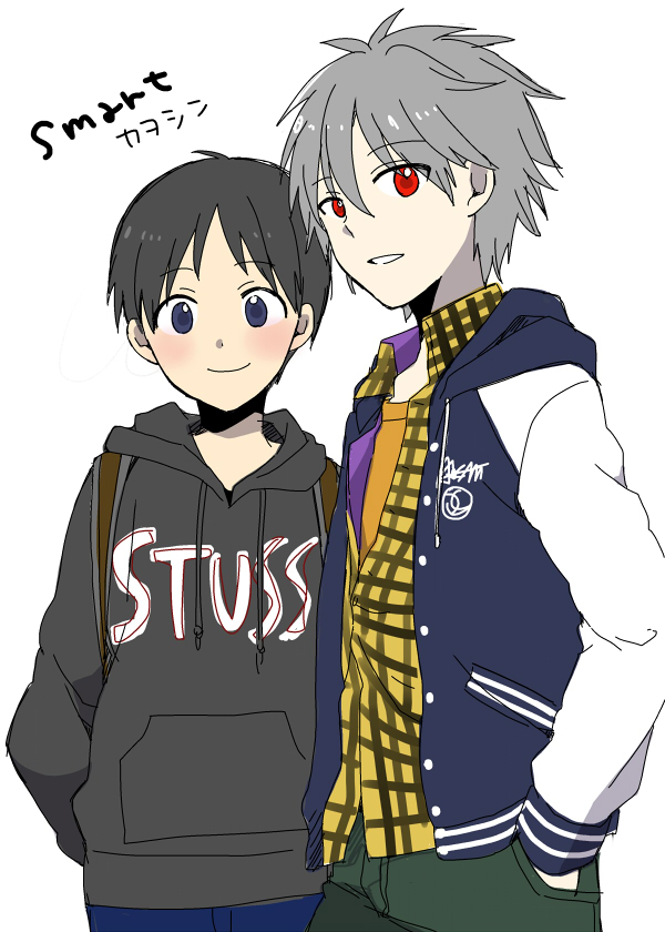 ikari shinji and nagisa kaworu (neon genesis evangelion) drawn by plico_(nicoma)
