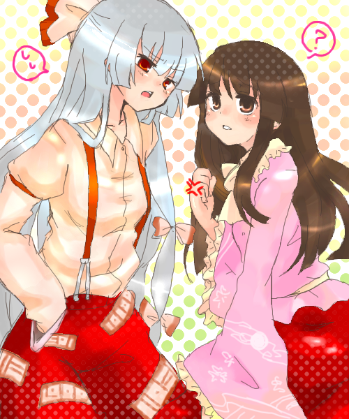 fujiwara no mokou and houraisan kaguya (touhou) drawn by takamura