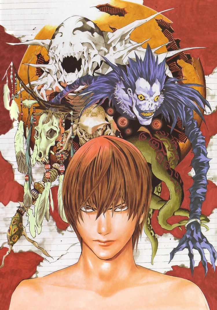 yagami light and ryuk (death note) drawn by obata_takeshi