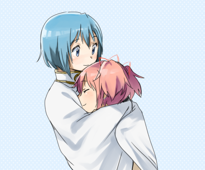 kaname madoka and miki sayaka (mahou shoujo madoka magica) drawn by yoplait