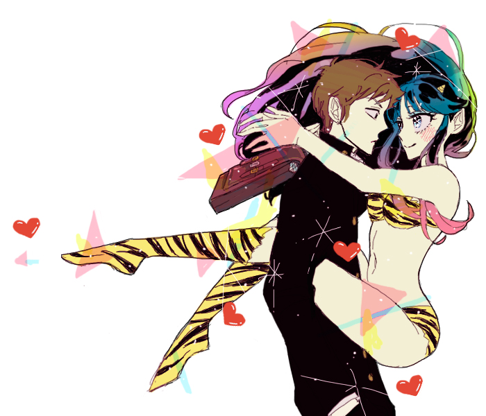 lum and moroboshi ataru (urusei yatsura) drawn by sakurada_reiko