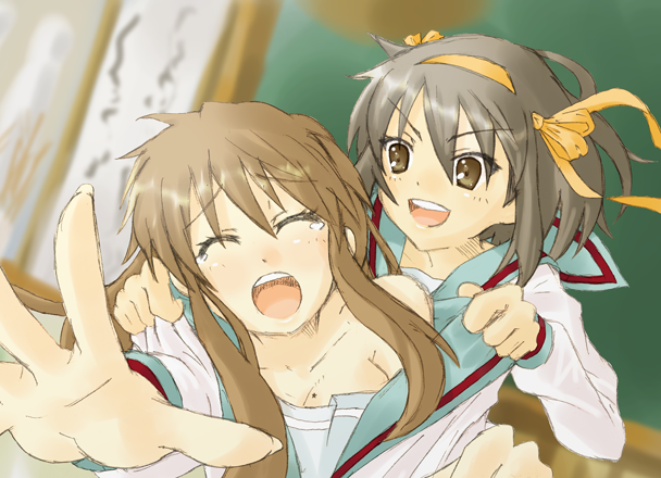 suzumiya haruhi and asahina mikuru (suzumiya haruhi no yuuutsu) drawn by jhonwalker