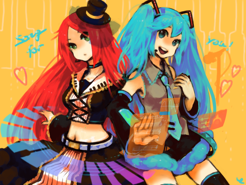 hatsune miku and namine ritsu (vocaloid and 1 more) drawn by hashibiro