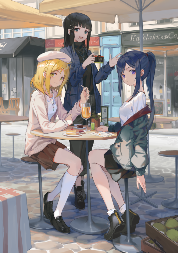 matsuura kanan, kurosawa dia, and ohara mari (love live! and 1 more) drawn by huanxiang_heitu