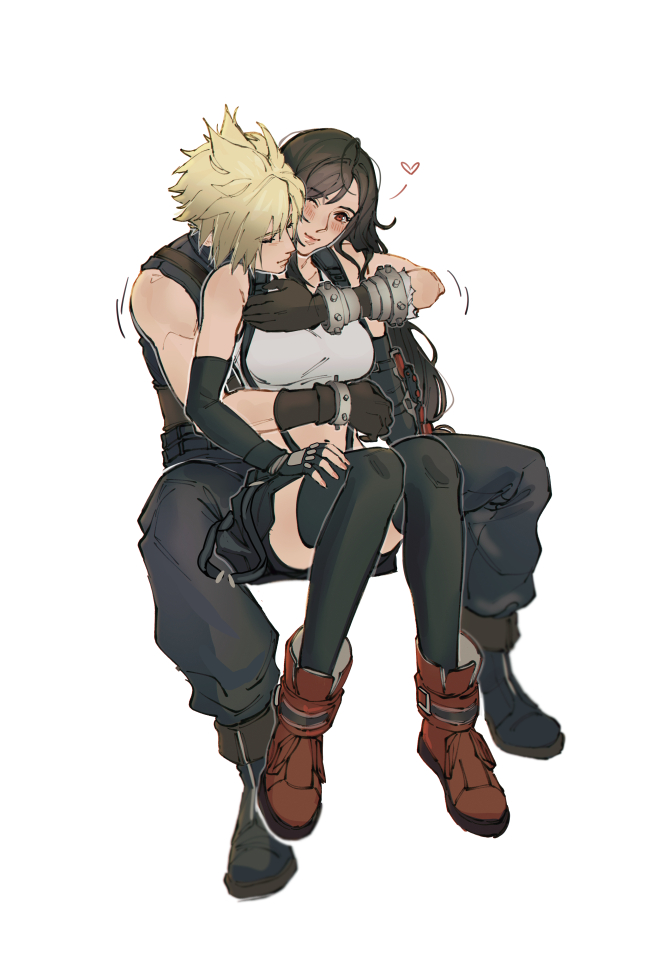 tifa lockhart and cloud strife (final fantasy and 2 more) drawn by pudelmudel
