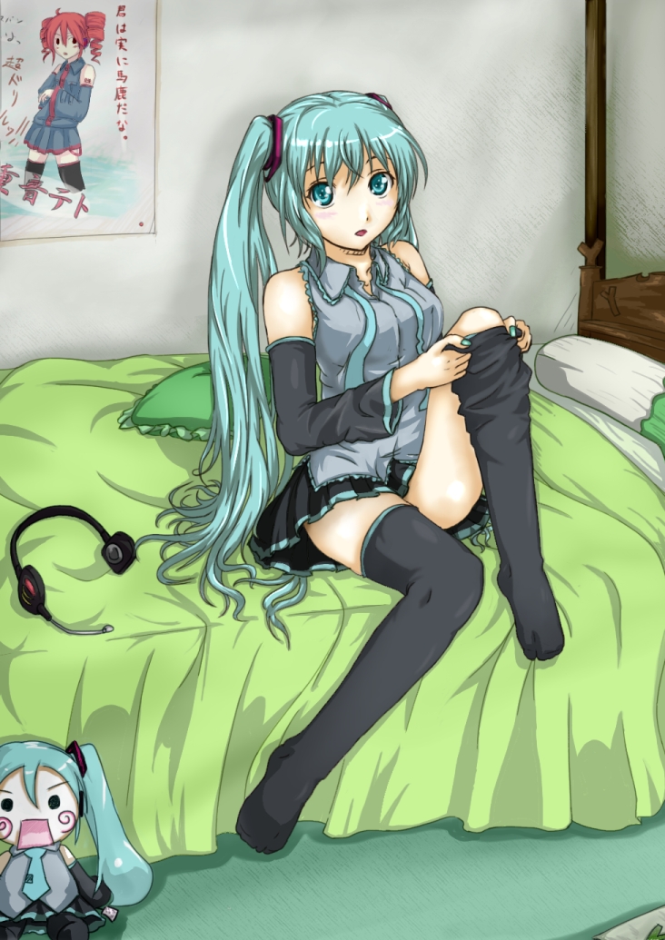 hatsune miku, kasane teto, and hachune miku (vocaloid and 1 more) drawn by squama