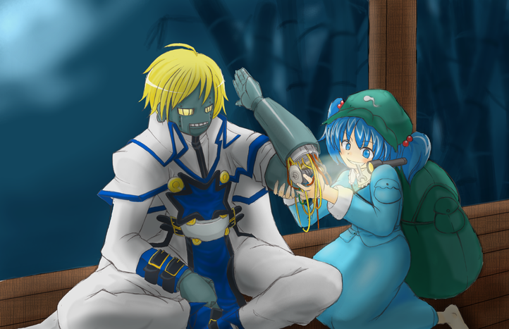 kawashiro nitori and robo-ky (touhou and 1 more) drawn by kinntarou