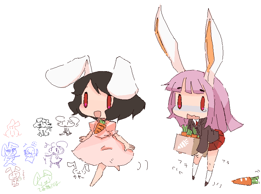 reisen udongein inaba and inaba tewi (touhou) drawn by mota