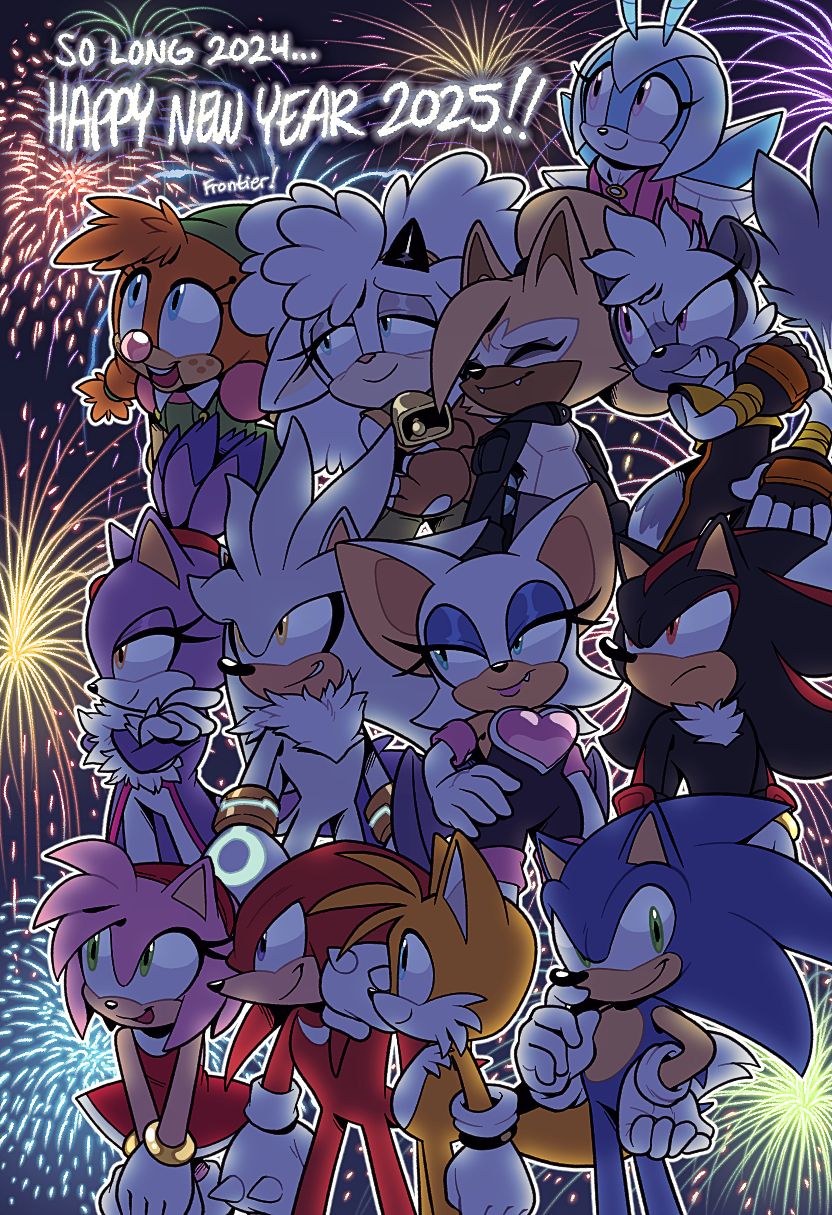 sonic the hedgehog, shadow the hedgehog, amy rose, blaze the cat, rouge the bat, and 8 more (sonic and 1 more) drawn by eirian