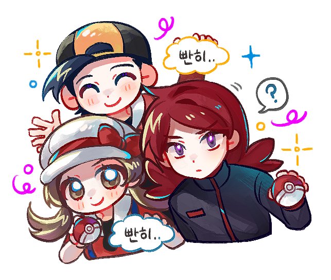 ethan, lyra, and silver (pokemon and 1 more) drawn by kong_(6ki3ki)