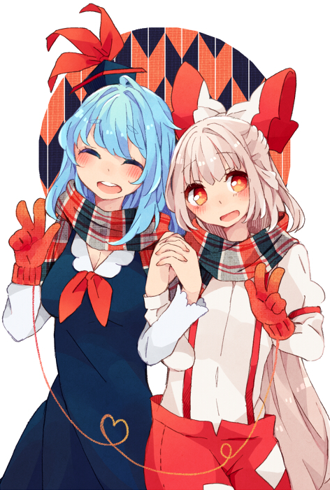 fujiwara no mokou and kamishirasawa keine (touhou) drawn by wan_mame