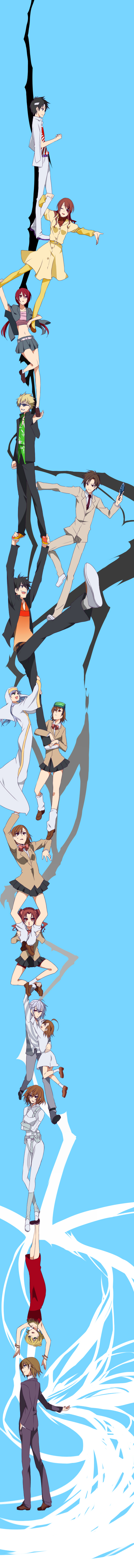 misaka mikoto, shirai kuroko, kamijou touma, accelerator, index, and 11 more (toaru majutsu no index and 2 more) drawn by ryuuki_(hydrangea)