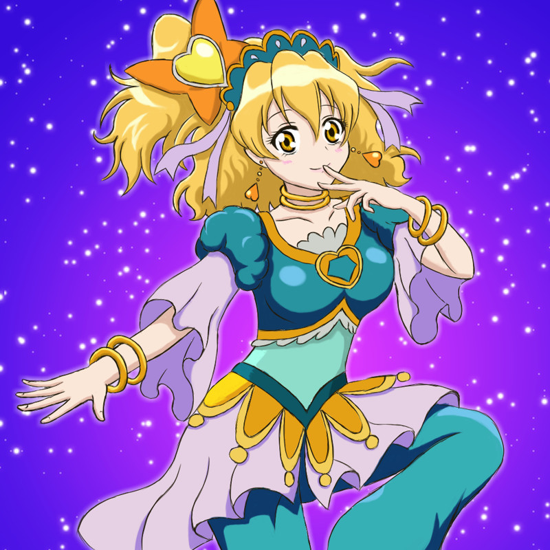 yamabuki inori, cure pine, and cure fortune (precure and 2 more) drawn by white_crow_(pl66)