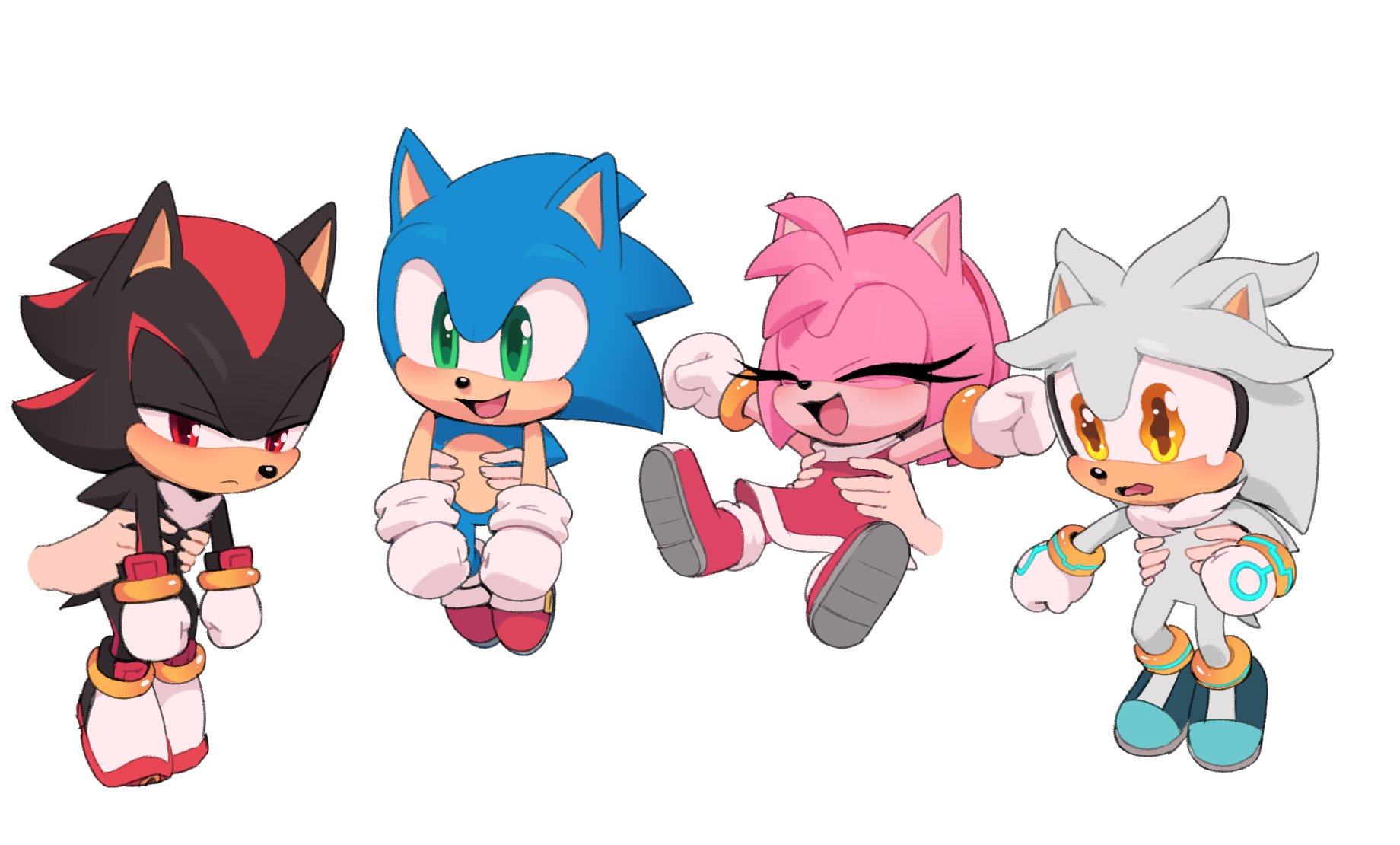 sonic the hedgehog, amy rose, shadow the hedgehog, and silver the