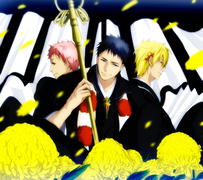 shima renzou, shima juuzou, and shima kinzou (ao no exorcist) drawn by hiniyai
