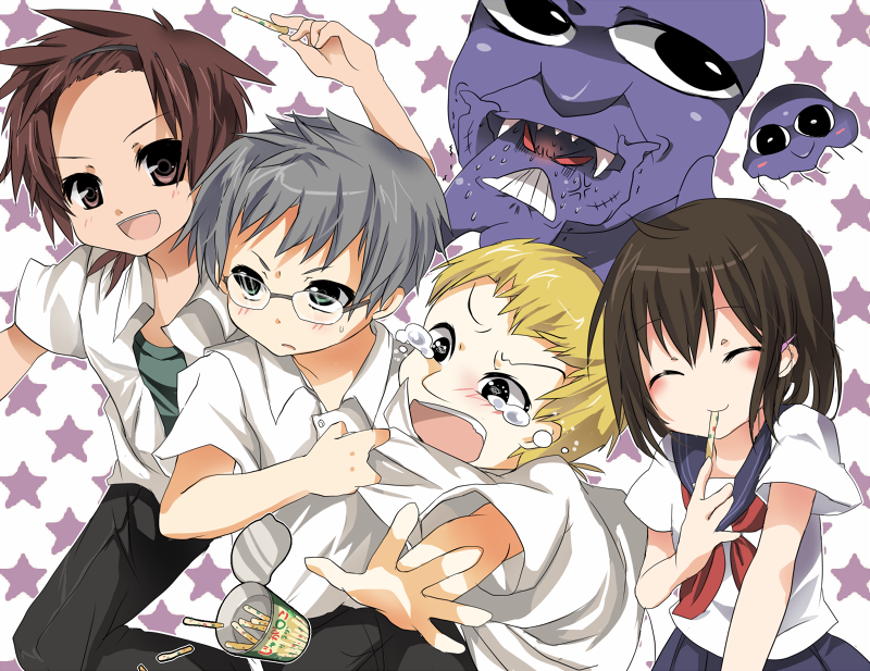 hiroshi, mika, takurou, and takeshi (ao oni) drawn by emia_(castilla)