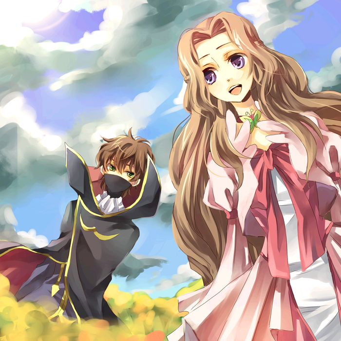 kururugi suzaku, nunnally vi britannia, and zero (code geass) drawn by yuzuki_karu