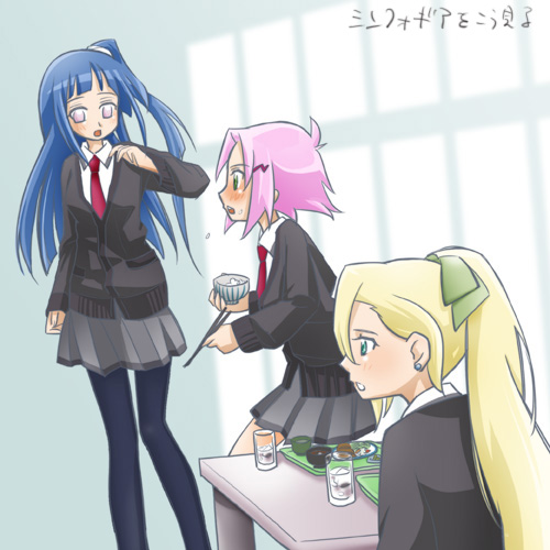 haruno sakura, hyuuga hinata, kazanari tsubasa, yamanaka ino, and mizuki nana (senki zesshou symphogear and 1 more) drawn by sigekitti