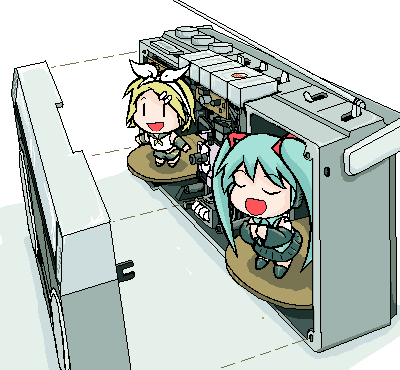 hatsune miku and kagamine rin (vocaloid) drawn by shitaiya