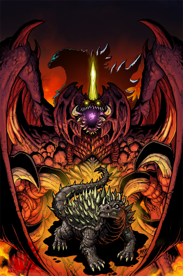 godzilla, destoroyah, and anguirus (godzilla and 1 more) drawn by matt_frank