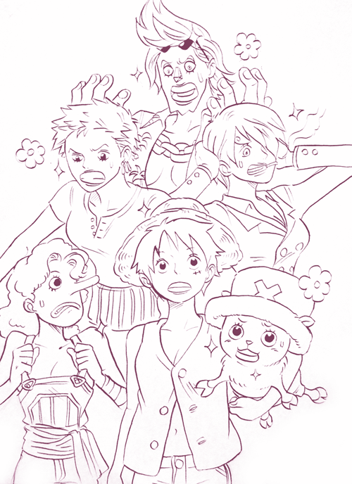 roronoa zoro, sanji, tony tony chopper, usopp, franky, and 1 more (one piece)
