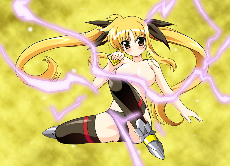 fate testarossa and bardiche (lyrical nanoha and 1 more) drawn by chirorian