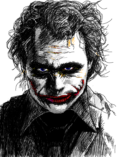 joker and heath ledger (dc comics and 2 more) drawn by syuri_(del_shannon)