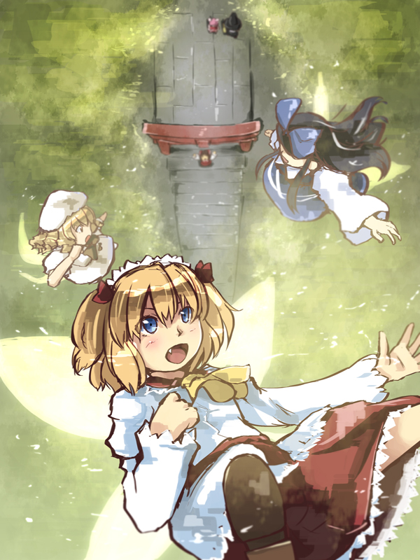hakurei reimu, kirisame marisa, ibaraki kasen, star sapphire, luna child, and 1 more (touhou) drawn by heiya