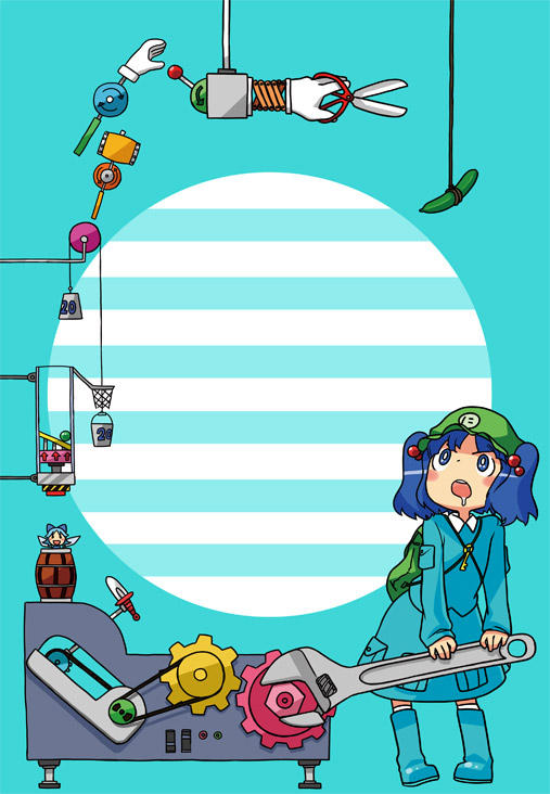 cirno and kawashiro nitori (touhou and 1 more) drawn by ebi_(daidalwave)