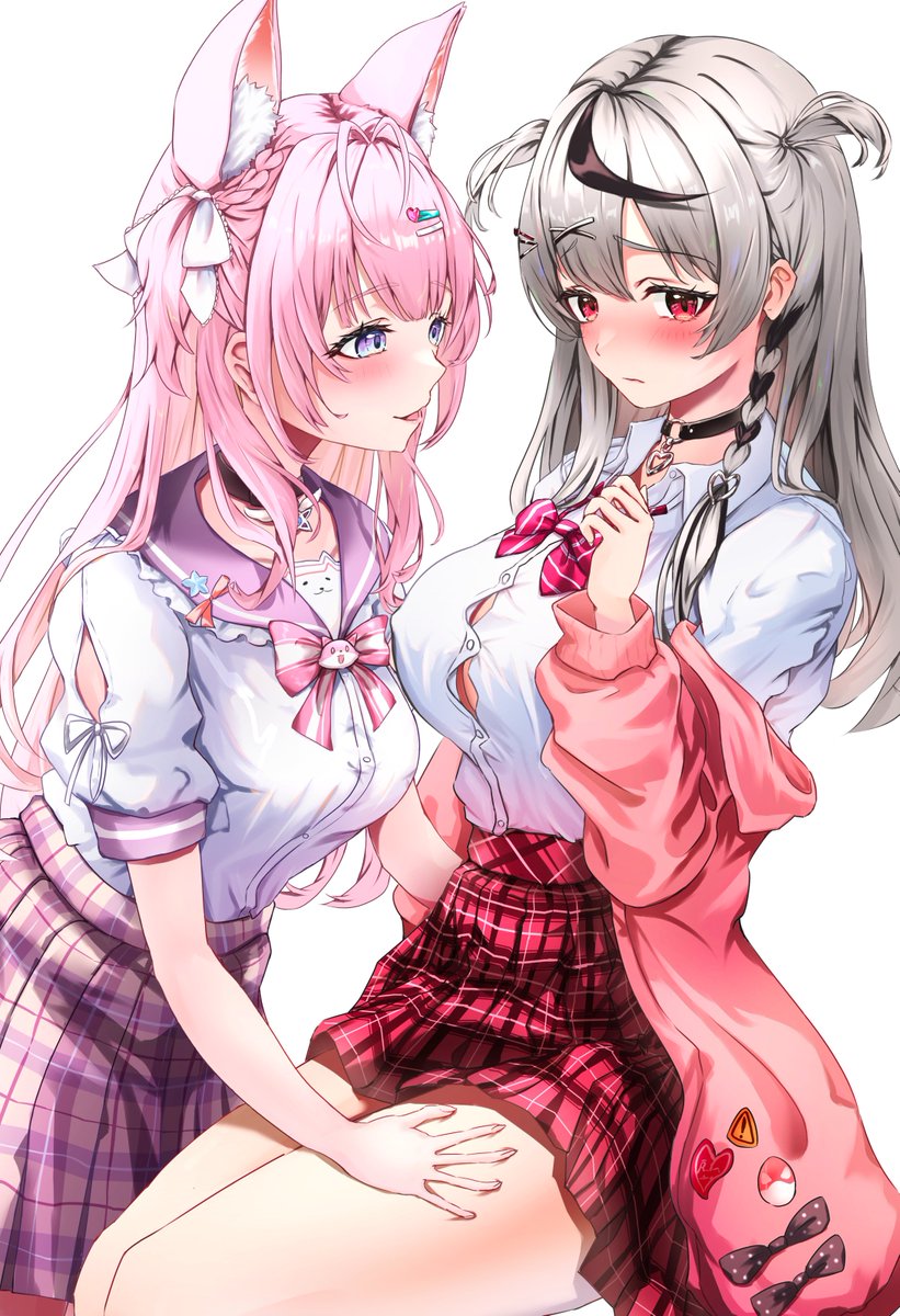 sakamata chloe and hakui koyori (hololive) drawn by minoriminoru0
