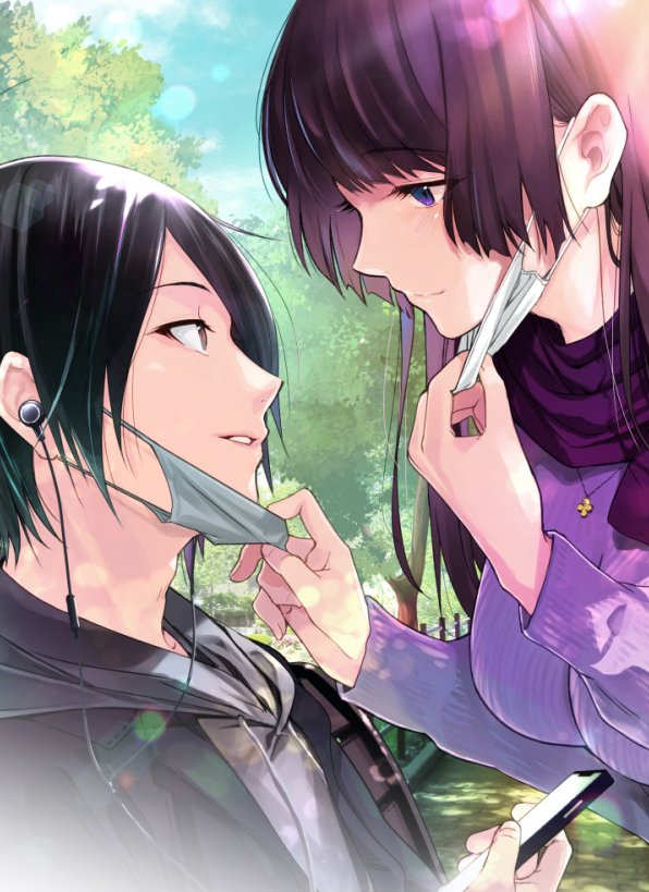 senjougahara hitagi and araragi koyomi (monogatari and 1 more) drawn by sagara_riri
