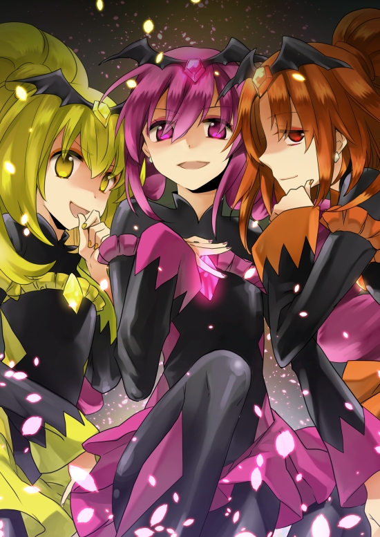 bad end happy, bad end peace, and bad end sunny (precure and 1 more) drawn by yuzucky