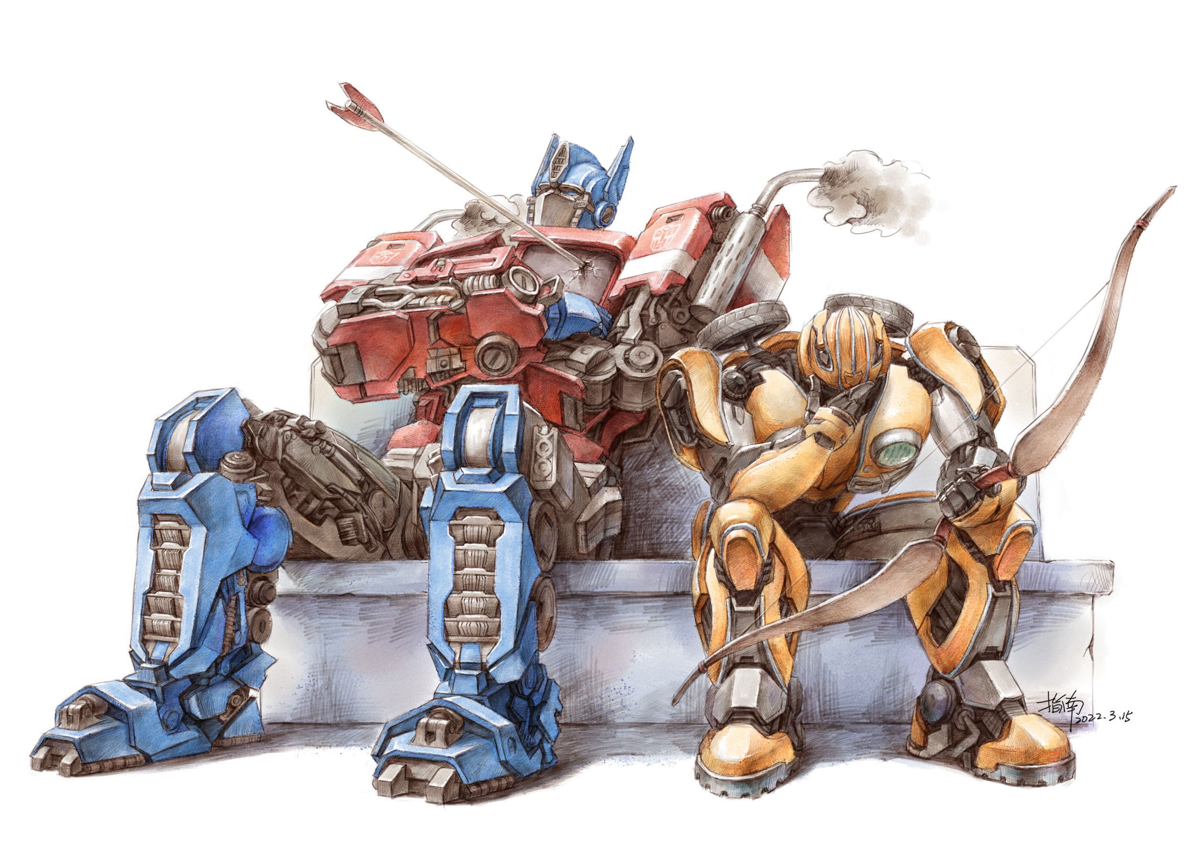 Optimus Prime And Bumblebee transformers And 2 More Drawn By Xiangbei 