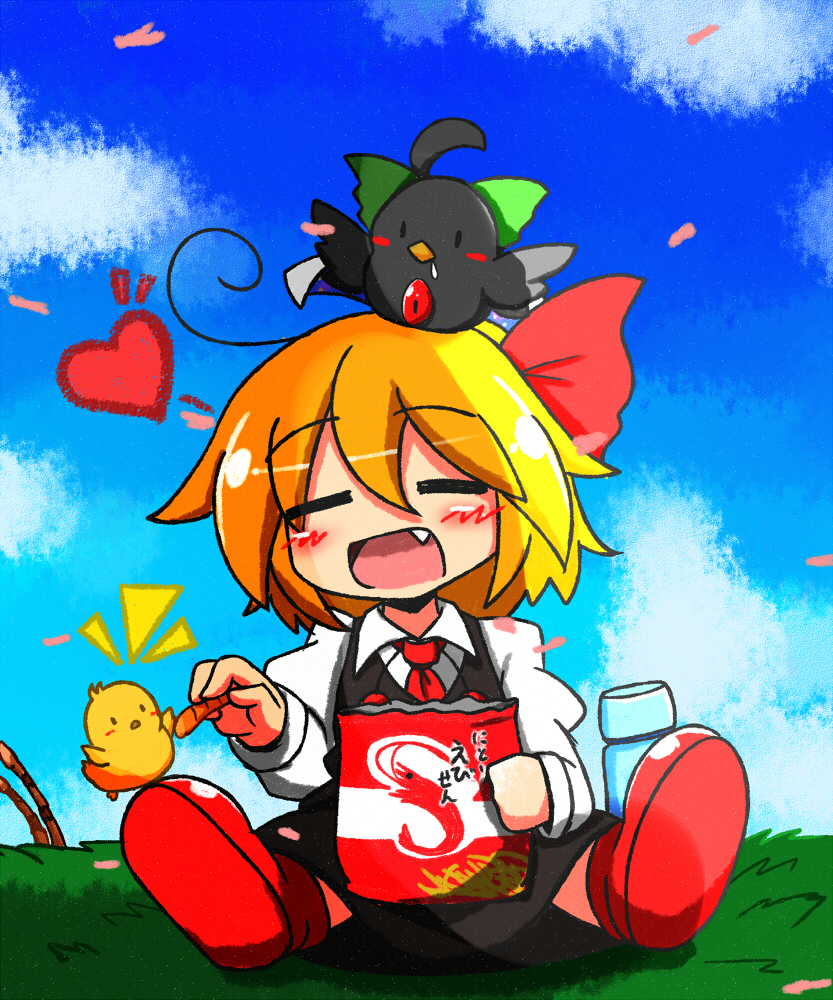 rumia and reiuji utsuho (touhou) drawn by rindou_(p41neko)